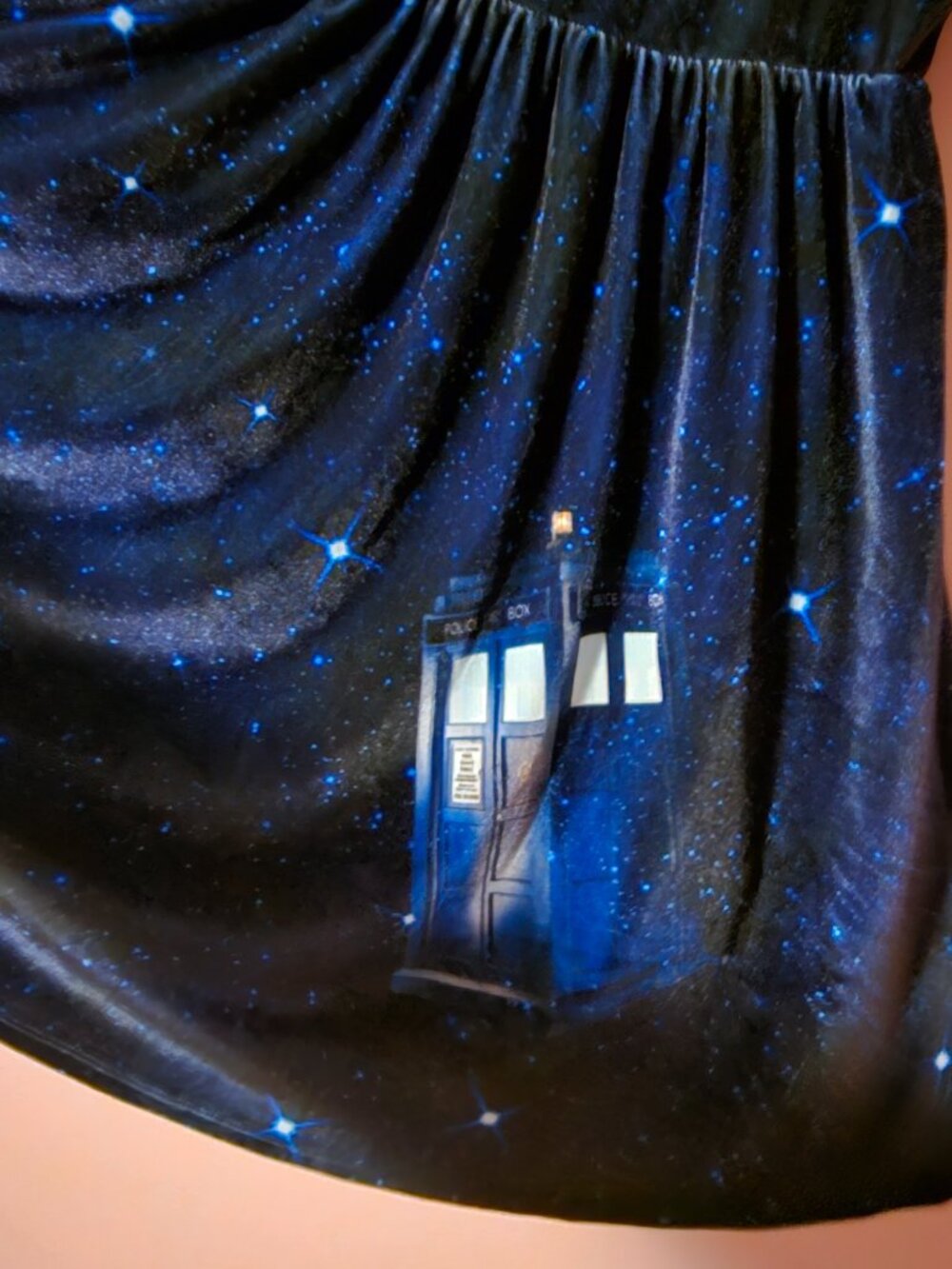 Torrid Doctor Who BBC Galaxy Blue TARDIS Velvet Dress Peter Pan Collar 2X - Picture 3 of 13